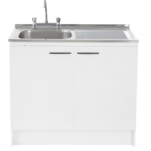 Kit mueble base lavaplatos blanco 100 cm derecho + lavaplatos + griferia