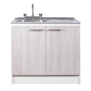 Kit mueble base lavaplatos gris 80 cm derecho + lavaplatos + griferÃa